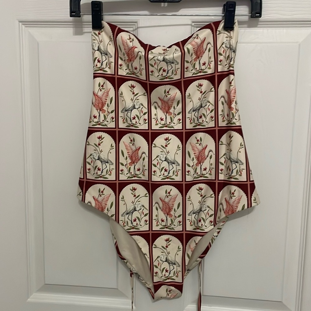 Agua by Agua Bendita Burgundy and Cream One Piece Swimsuit - Picture 5 of 9